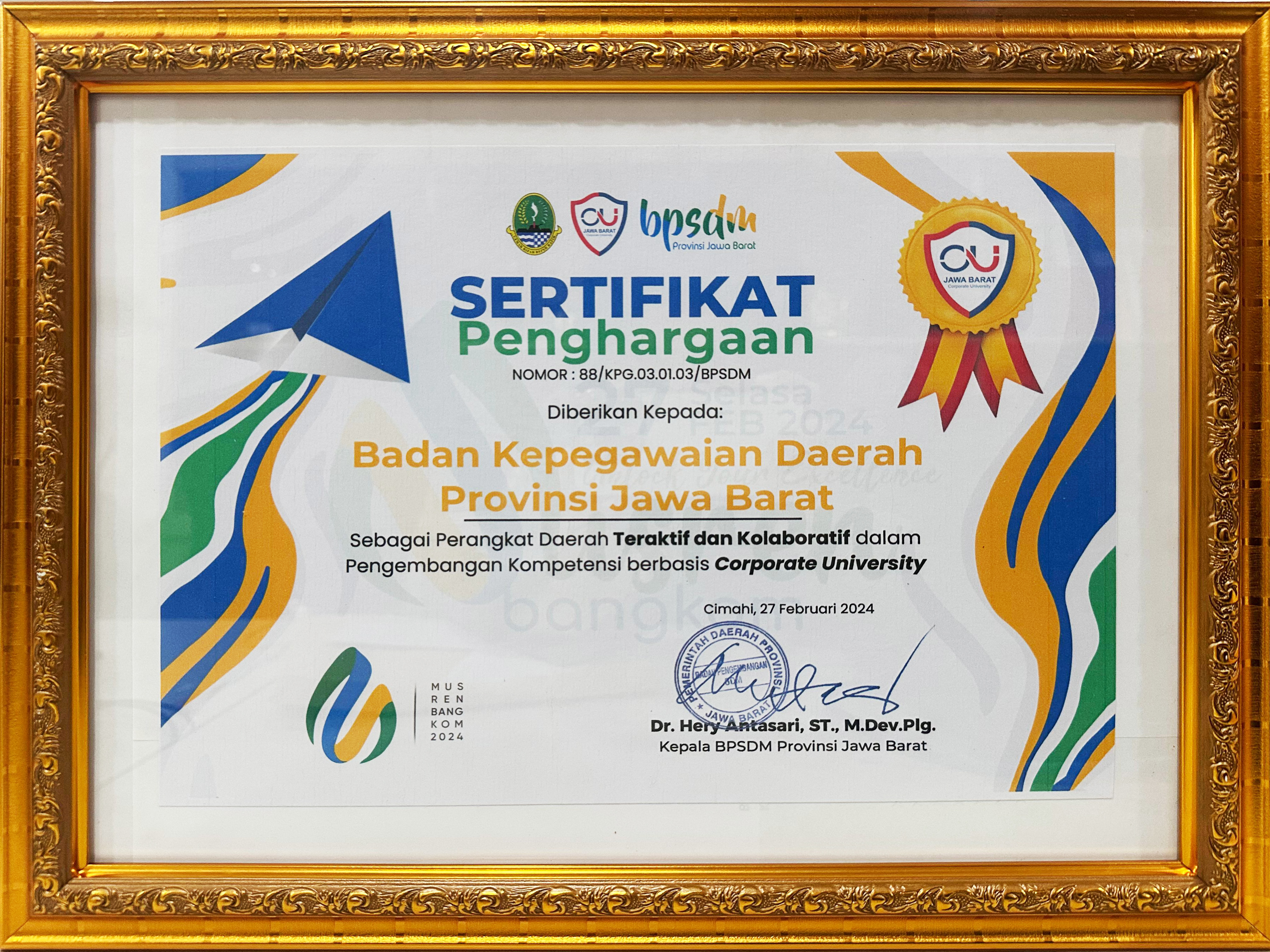 Sertifikat Penghargaan