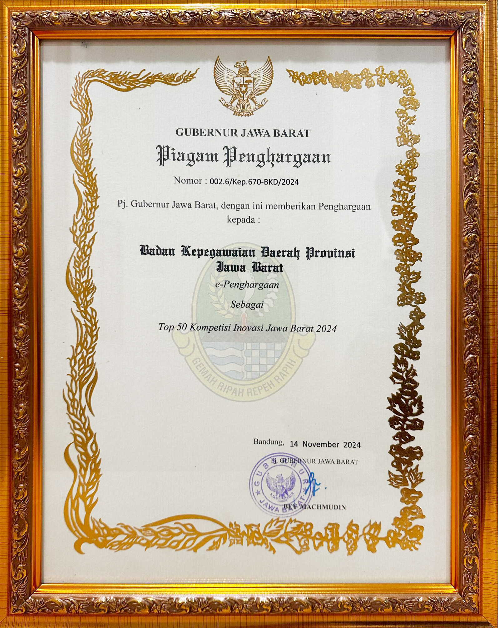 Piagam Penghargaan